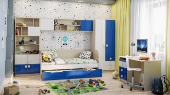 Детская комната Скай Люкс (Синий/Белый/корпус Клен) в Каргате - kargat.mebel54.com | фото