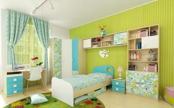 Детская комната Твит (Белый/Зеленый/корпус Клен) в Каргате - kargat.mebel54.com | фото