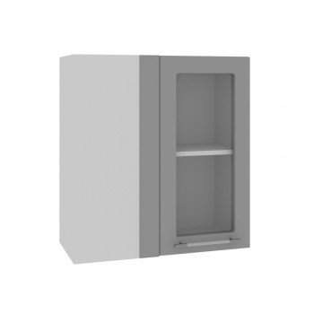 Гарда ПУС 650 шкаф верхний угловой со стеклом (Белый/корпус Серый) в Каргате - kargat.mebel54.com | фото