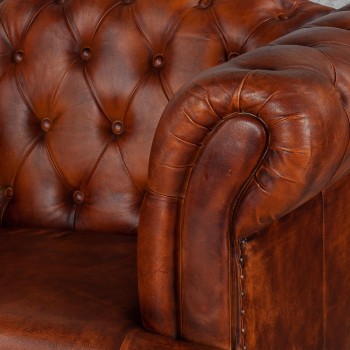 Кресло кожаное Лофт Честер-Нью (Коричневый, Рыжий) в Каргате - kargat.mebel54.com | фото