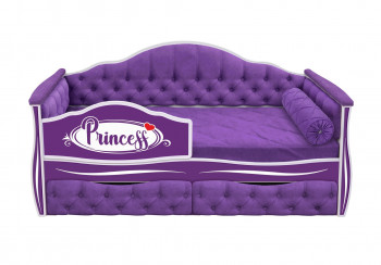 Кровать 160 серии Иллюзия 2 ящика 32 Фиолетовый (мягкие боковые накладки/подушка валик) в Каргате - kargat.mebel54.com | фото