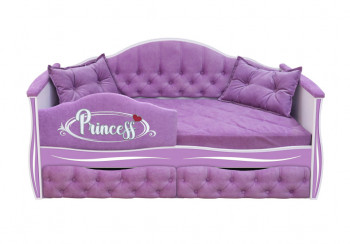Кровать 160 серии Иллюзия 2 ящика 67 Светло-фиолетовый (подушки/мягкий бортик) в Каргате - kargat.mebel54.com | фото
