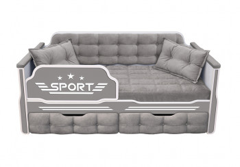Кровать 160 серии Спорт 2 ящика 45 Серый (подушки) в Каргате - kargat.mebel54.com | фото