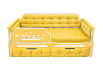 Кровать 160 серии Спорт 2 ящика 74 Жёлтый (мягкие боковые накладки) в Каргате - kargat.mebel54.com | фото