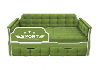 Кровать 180 серии Спорт 2 ящика 76 Зелёный (мягкие боковые накладки) в Каргате - kargat.mebel54.com | фото