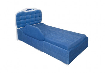 Кровать 190 Атлет Lux 29 Синий (мягкий бортик) в Каргате - kargat.mebel54.com | фото
