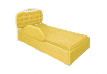 Кровать 190 Атлет Lux 74 Жёлтый (мягкий бортик) в Каргате - kargat.mebel54.com | фото