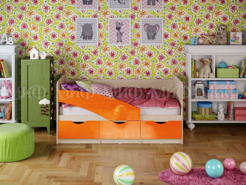 Кровать Бабочки 1,6м (Оранжевый металлик) в Каргате - kargat.mebel54.com | фото