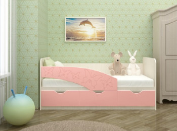 Кровать Бабочки 1,6м (Розовый металлик) в Каргате - kargat.mebel54.com | фото