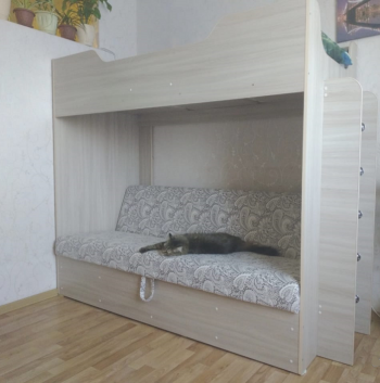 Кровать двухъярусная с диваном (Беленый дуб) в Каргате - kargat.mebel54.com | фото