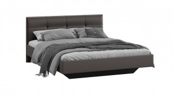 Кровать «Элис» c мягкой обивкой тип 1 Экокожа/Темно-коричневый/1400 в Каргате - kargat.mebel54.com | фото