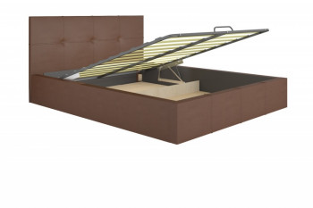 Кровать интерьерная 1,4м ящик и ортопед с подъемом Милос Атлант (Коричневый) в Каргате - kargat.mebel54.com | фото