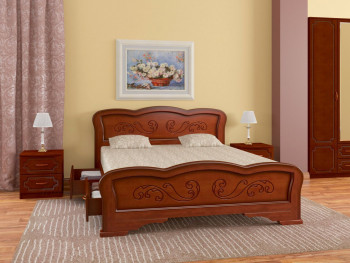 Кровать Карина-8 с ящиками из массива сосны 1600*2000 Орех в Каргате - kargat.mebel54.com | фото