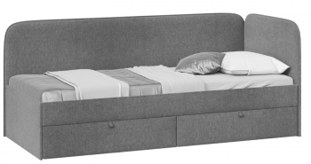 Кровать «Молли» с мягкой обивкой (900) тип 1 (Микровелюр Scandi Graphite 22) в Каргате - kargat.mebel54.com | фото