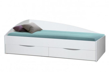 Кровать одинарная "Фея - 3" (асимметричная) (2000х900) New/(белый / белый / ДВПО белый) в Каргате - kargat.mebel54.com | фото