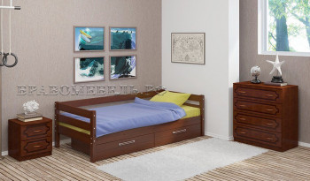 Кровать одинарная ГЛОРИЯ из массива сосны  900*2000 (Орех) в Каргате - kargat.mebel54.com | фото
