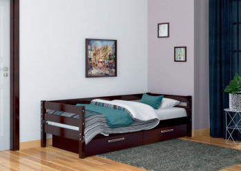 Кровать одинарная ГЛОРИЯ из массива сосны  900*2000 (Орех Тёмный) в Каргате - kargat.mebel54.com | фото