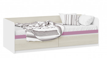 Кровать «Сканди» с 2 ящиками Дуб Гарден/Белый/Лиловый в Каргате - kargat.mebel54.com | фото