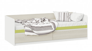Кровать «Сканди» с 2 ящиками Дуб Гарден/Белый/Зеленый в Каргате - kargat.mebel54.com | фото