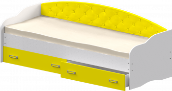 Кровать Софа-7 с мягкой спинкой (800х1900) Белый/Желтый в Каргате - kargat.mebel54.com | фото