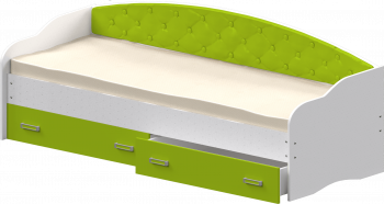Кровать Софа-7 с мягкой спинкой (800х1900) Белый/Лайм в Каргате - kargat.mebel54.com | фото