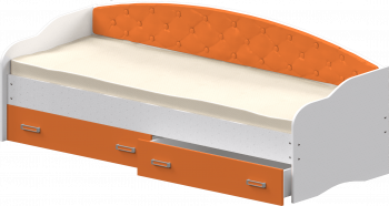 Кровать Софа-7 с мягкой спинкой (800х1900) Белый/Оранжевый в Каргате - kargat.mebel54.com | фото