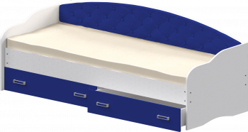Кровать Софа-7 с мягкой спинкой (800х1900) Белый/Синий в Каргате - kargat.mebel54.com | фото