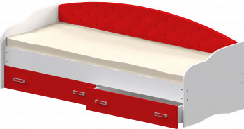 Кровать Софа-8 с мягкой спинкой (900х1900) Белый/Красный в Каргате - kargat.mebel54.com | фото