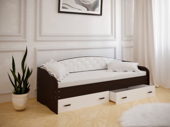 Кровать Софа-8 с мягкой спинкой (900х2000) Венге/ Белый в Каргате - kargat.mebel54.com | фото