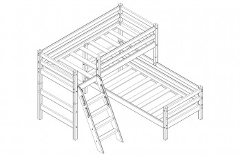 Кровать Соня вариант 8 угловая с наклонной лестницей Белый полупрозрачный в Каргате - kargat.mebel54.com | фото