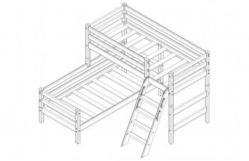 Кровать Соня вариант 8 угловая с наклонной лестницей Белый полупрозрачный в Каргате - kargat.mebel54.com | фото