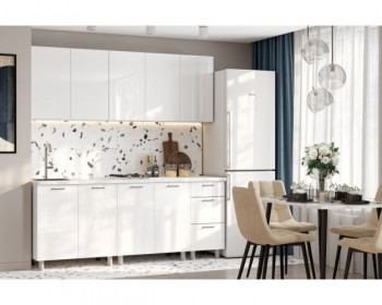 Кухонный гарнитур Модерн New 2 м (Белый глянец Бруно) в Каргате - kargat.mebel54.com | фото