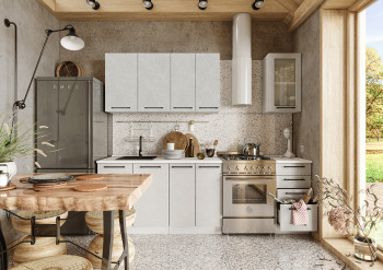 Кухонный гарнитур Нувель 1800мм белый/бетон белый в Каргате - kargat.mebel54.com | фото