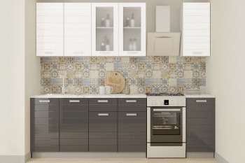 Кухонный гарнитур "Виктория 2.0" белый/белый металлик/графит металлик в Каргате - kargat.mebel54.com | фото