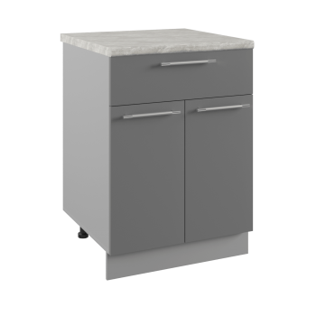 Квадро С1ЯШ 600 шкаф нижний с ящиком (Персик софт/корпус Серый) в Каргате - kargat.mebel54.com | фото