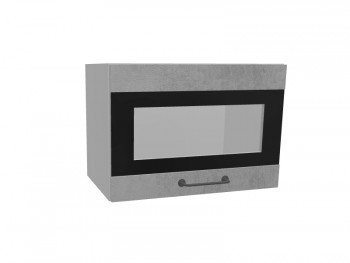 Лофт ПГСФ 500 шкаф верхний горизонтальный со стеклом и фотопечатью (Бетон светлый/корпус Серый) в Каргате - kargat.mebel54.com | фото