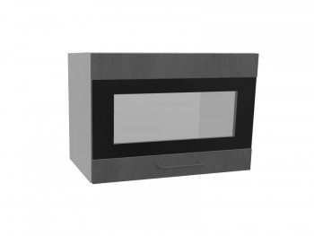 Лофт ПГСФ 500 шкаф верхний горизонтальный со стеклом и фотопечатью (Бетон темный/корпус Серый) в Каргате - kargat.mebel54.com | фото