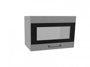 Лофт ПГСФ 500 шкаф верхний горизонтальный со стеклом и фотопечатью (Штукатурка серая/корпус Серый) в Каргате - kargat.mebel54.com | фото