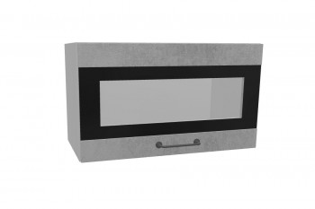 Лофт ПГСФ 600 шкаф верхний горизонтальный со стеклом и фотопечатью (Бетон светлый/корпус Серый) в Каргате - kargat.mebel54.com | фото