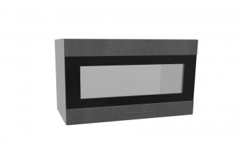 Лофт ПГСФ 600 шкаф верхний горизонтальный со стеклом и фотопечатью (Бетон темный/корпус Серый) в Каргате - kargat.mebel54.com | фото