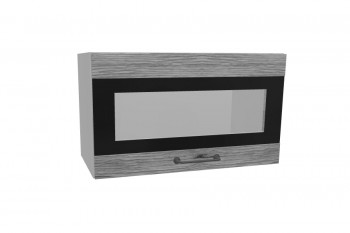Лофт ПГСФ 600 шкаф верхний горизонтальный со стеклом и фотопечатью (Дуб майский/корпус Серый) в Каргате - kargat.mebel54.com | фото
