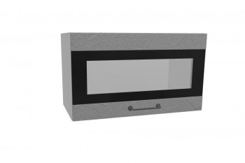 Лофт ПГСФ 600 шкаф верхний горизонтальный со стеклом и фотопечатью (Штукатурка серая/корпус Серый) в Каргате - kargat.mebel54.com | фото