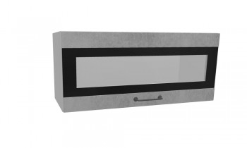 Лофт ПГСФ 800 шкаф верхний горизонтальный со стеклом и фотопечатью (Бетон светлый/корпус Серый) в Каргате - kargat.mebel54.com | фото