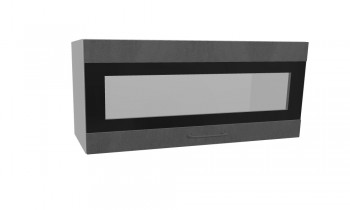Лофт ПГСФ 800 шкаф верхний горизонтальный со стеклом и фотопечатью (Бетон темный/корпус Серый) в Каргате - kargat.mebel54.com | фото