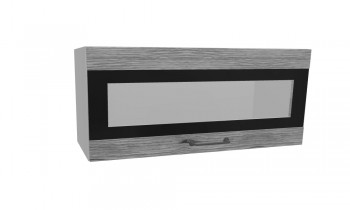 Лофт ПГСФ 800 шкаф верхний горизонтальный со стеклом и фотопечатью (Дуб майский/корпус Серый) в Каргате - kargat.mebel54.com | фото