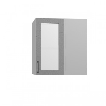 Лофт ПУС 650 шкаф верхний угловой со стеклом (Штукатурка серая/корпус Серый) в Каргате - kargat.mebel54.com | фото