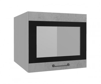 Лофт ВПГСФ 500 шкаф верхний горизонтальный со стеклом высокий с фотопечатью (Бетон светлый/корпус Серый) в Каргате - kargat.mebel54.com | фото