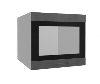 Лофт ВПГСФ 500 шкаф верхний горизонтальный со стеклом высокий с фотопечатью (Бетон темный/корпус Серый) в Каргате - kargat.mebel54.com | фото