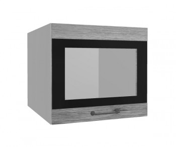 Лофт ВПГСФ 500 шкаф верхний горизонтальный со стеклом высокий с фотопечатью (Дуб майский/корпус Серый) в Каргате - kargat.mebel54.com | фото