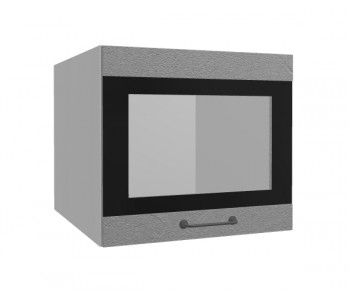Лофт ВПГСФ 500 шкаф верхний горизонтальный со стеклом высокий с фотопечатью (Штукатурка серая/корпус Серый) в Каргате - kargat.mebel54.com | фото